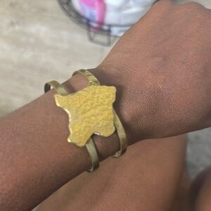 Gold Africa map Hammered Cuff Bracelet